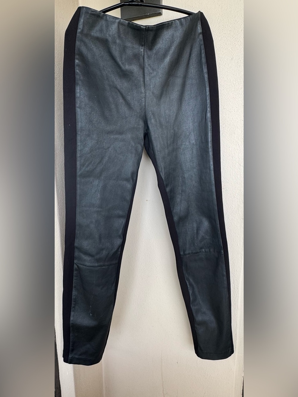 Dylan Gray Pant Front Leather Panel Black Cotton/Spandex Back/Sides Stretch 6